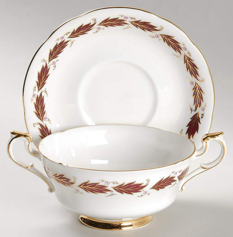 Elegance Footed Cream Soup Bowl & Saucer Set by Paragon-1