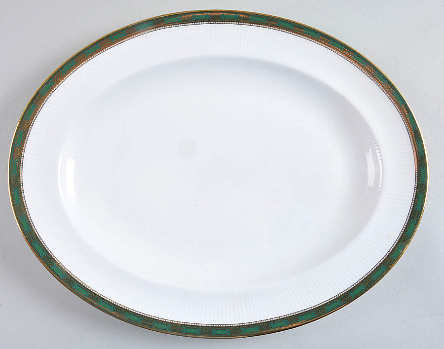 Elgin (Green & Gold) 13" Oval Serving Platter by Paragon-1