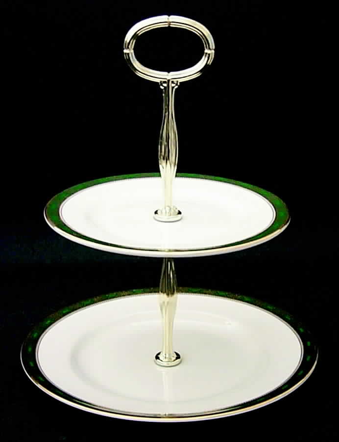 Elgin (Green & Gold) 2-Tiered Serving Tray (Salad & Bread/Butter Plate) by Paragon-1
