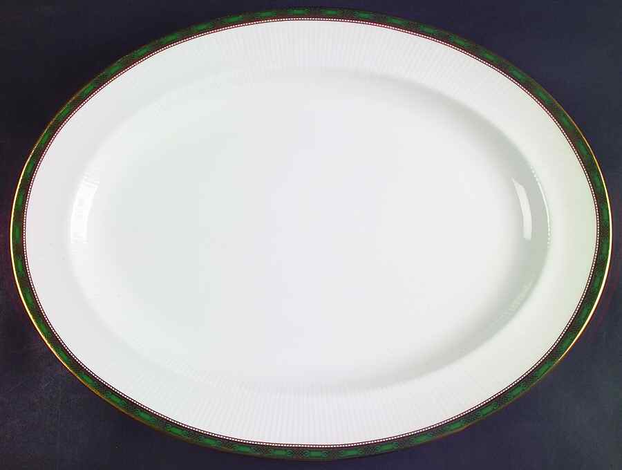 Elgin (Green & Gold) 16" Oval Serving Platter by Paragon-1