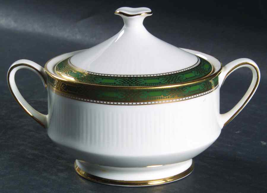 Elgin (Green & Gold) Sugar Bowl & Lid by Paragon-1
