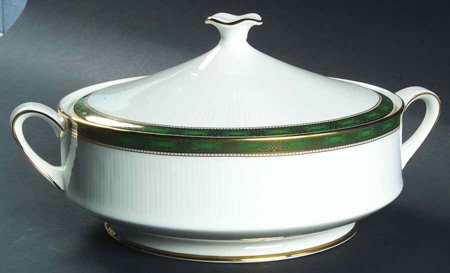 Elgin (Green & Gold) Round Covered Vegetable by Paragon-1