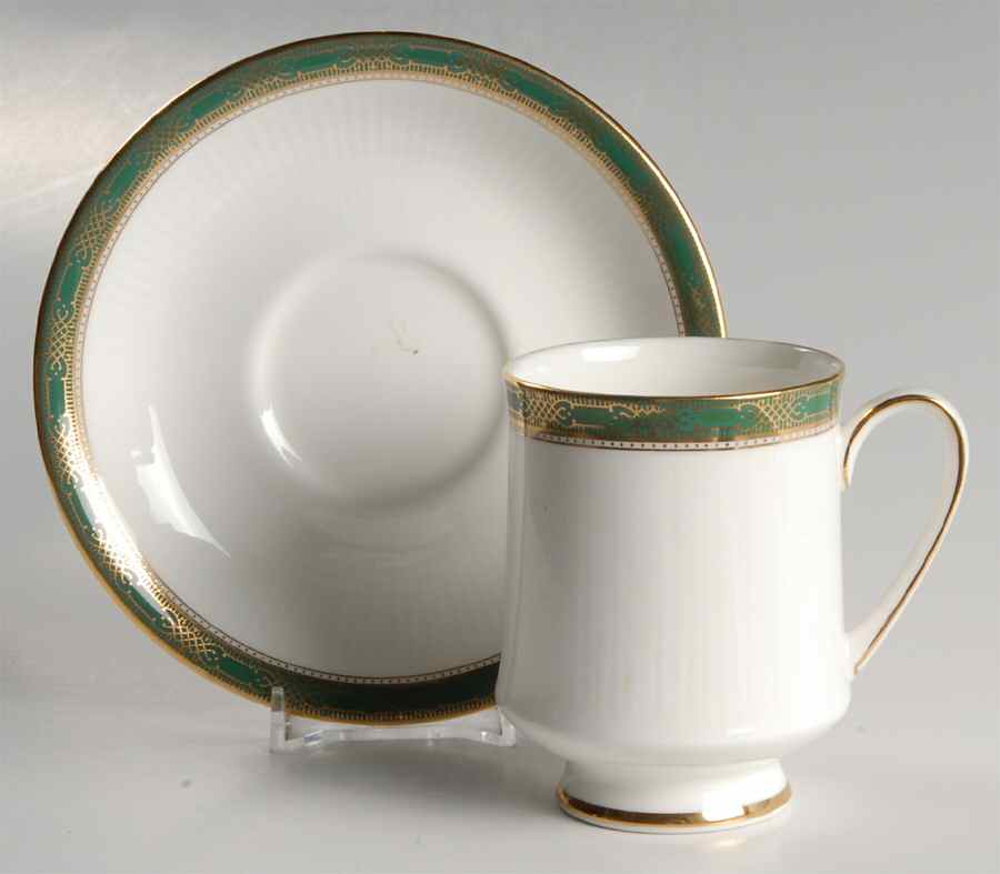 Elgin (Green & Gold) Footed Cup & Saucer Set by Paragon-1