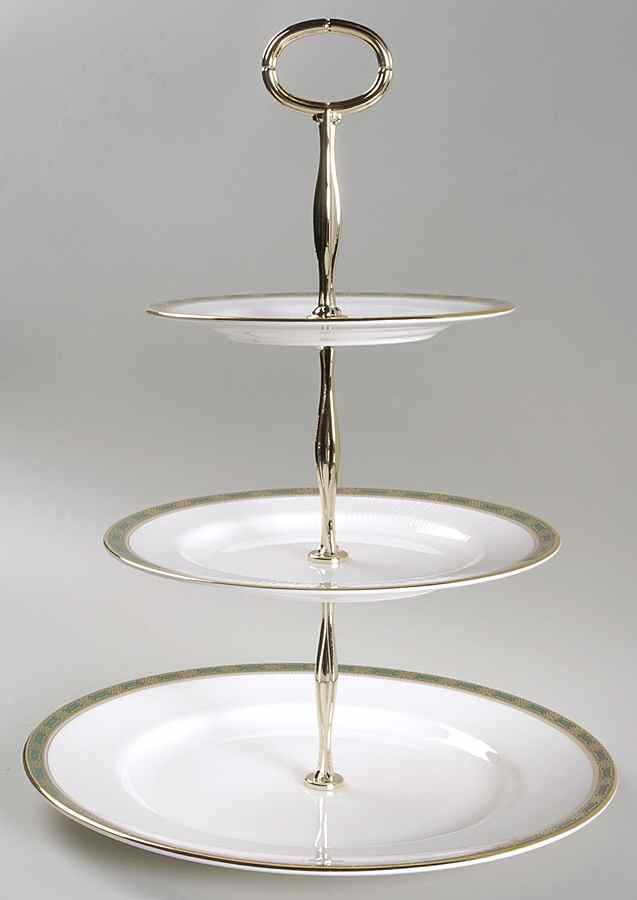 Elgin (Green & Gold) 3-Tiered Serving Tray (DP, SP, BB) by Paragon-1