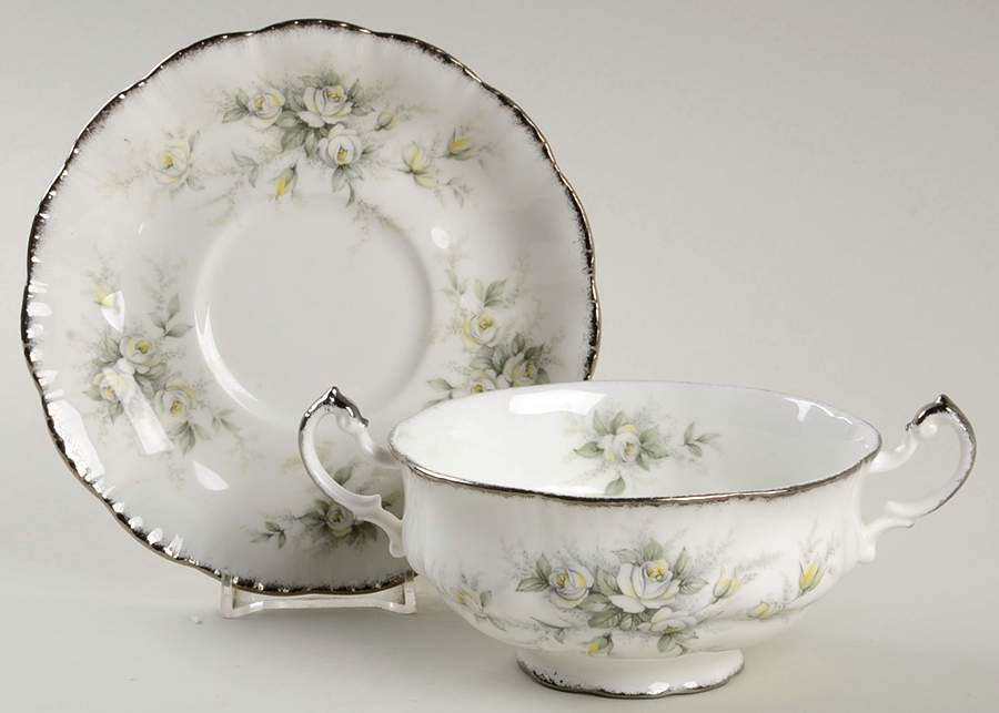 First Love Footed Cream Soup Bowl & Saucer Set by Paragon-1