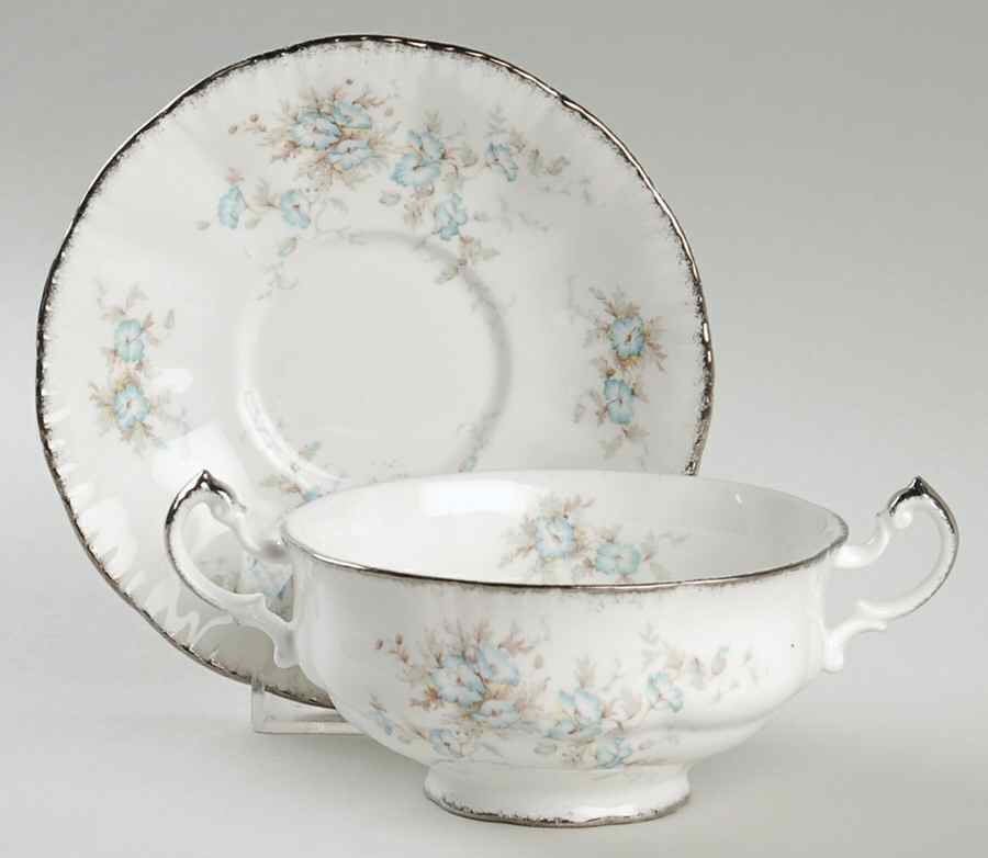 Fleurette Footed Cream Soup Bowl & Saucer Set by Paragon-1