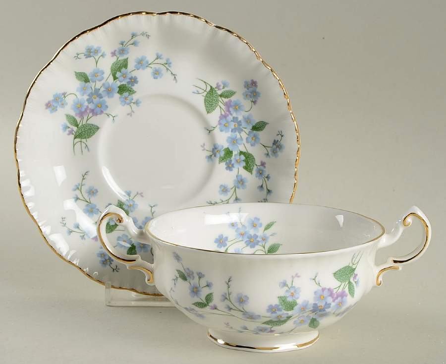 Forget Me Not Footed Cream Soup Bowl & Saucer Set by Paragon-1