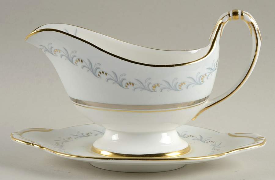Golden Bell Gravy Boat with Attached Underplate by Paragon-1