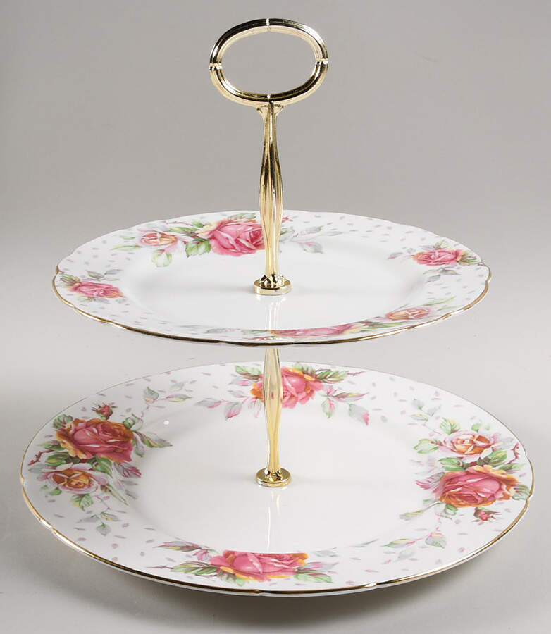 Golden Emblem (White) 6 5/8"-10"  2 Tiered Serving Tray (Dp, Sp) HC by Paragon-1