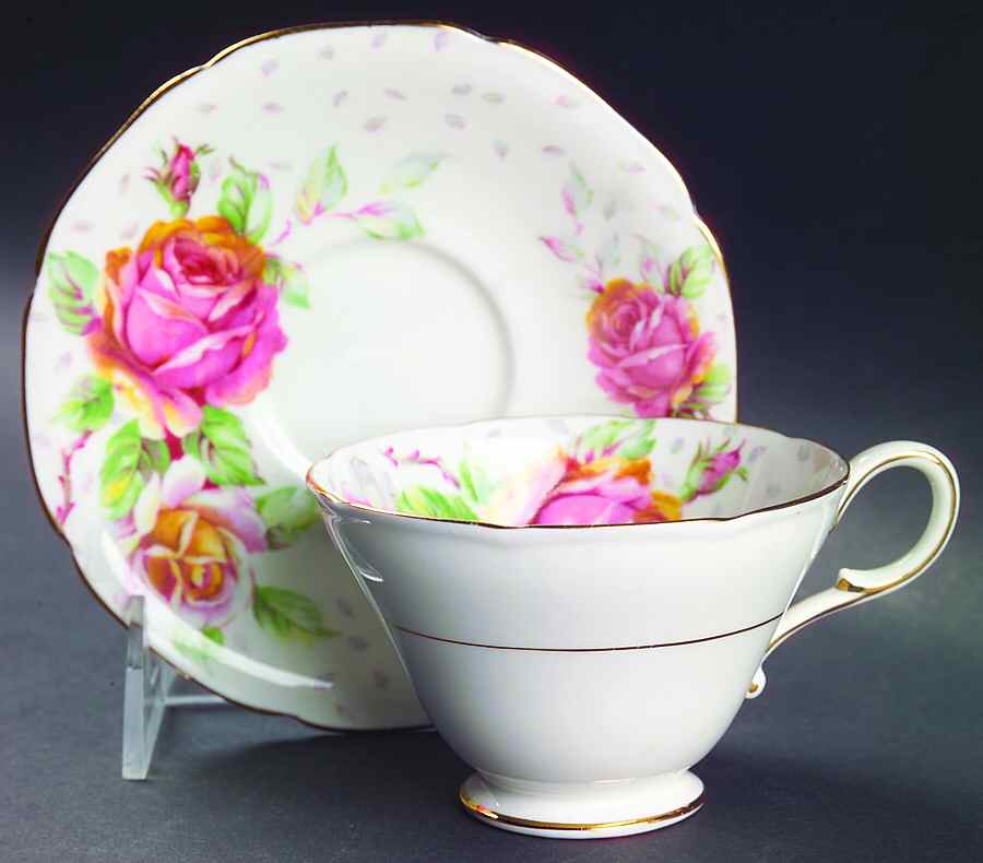 Golden Emblem (White) Footed Cup & Saucer Set by Paragon-1