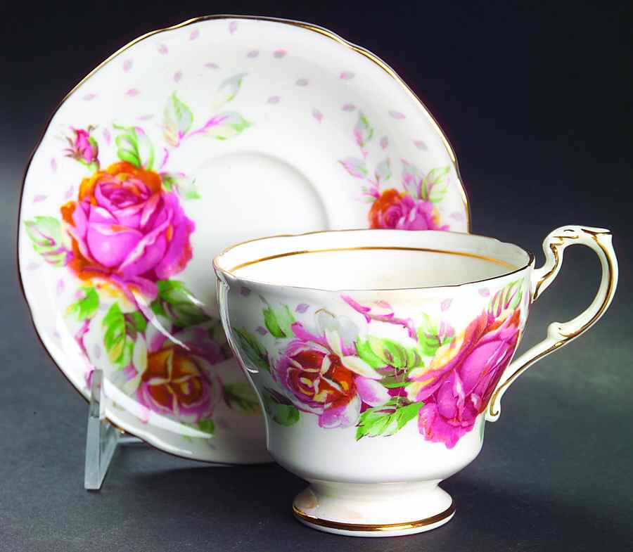 Golden Emblem (White) Footed Cup & Saucer Set by Paragon-1