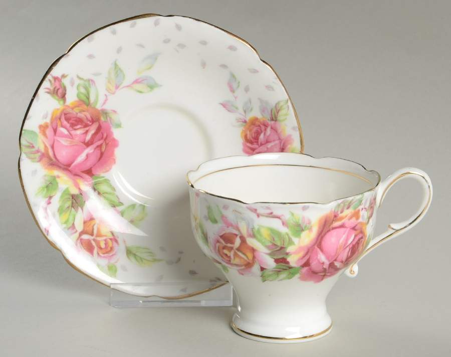Golden Emblem (White) Footed Cup & Saucer Set by Paragon-1