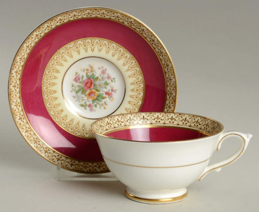 Grecian Red Footed Cup & Saucer Set by Paragon-1