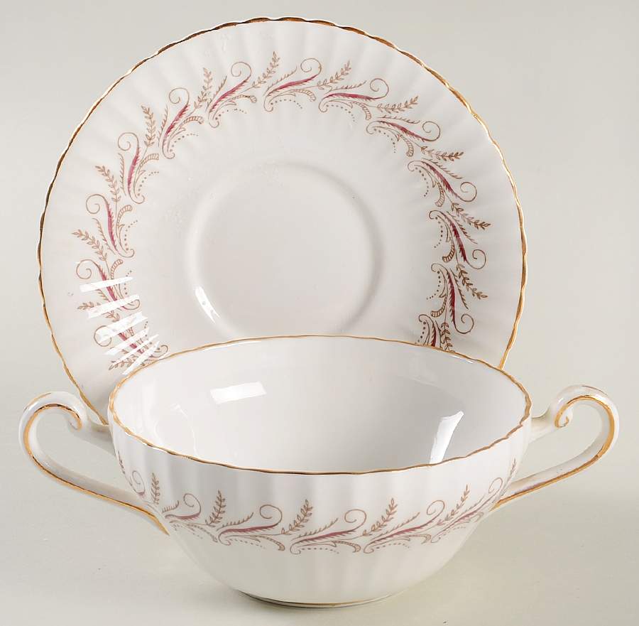 Harmony Red Flat Cream Soup Bowl & Saucer Set by Paragon-1