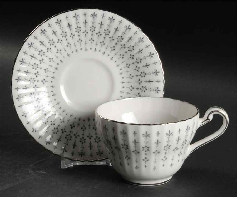 Heritage (Gray) Flat Cup & Saucer Set by Paragon-1
