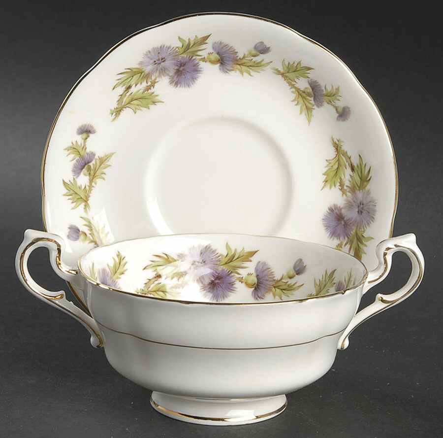 Highland Queen Footed Cream Soup Bowl & Saucer Set by Paragon-1