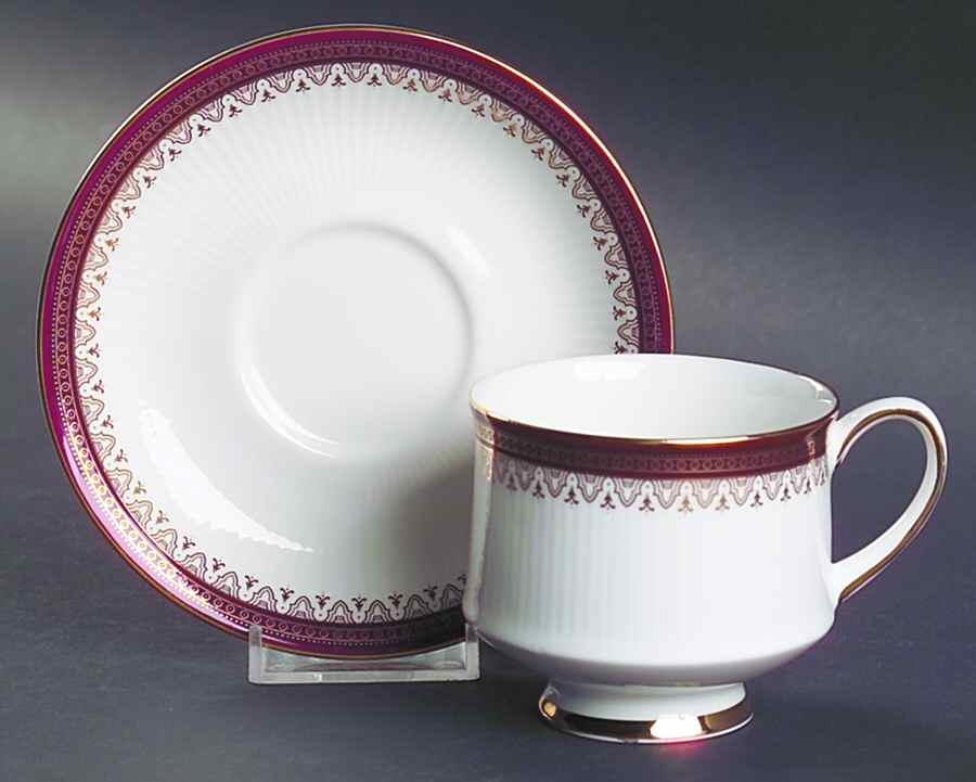 Holyrood Red (Smooth, No Flowers) Footed Cup & Saucer Set by Paragon-1
