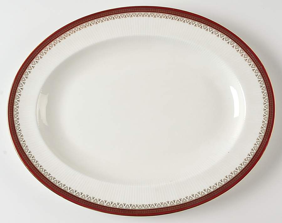 Holyrood Red (Smooth, No Flowers) 13" Oval Serving Platter by Paragon-1