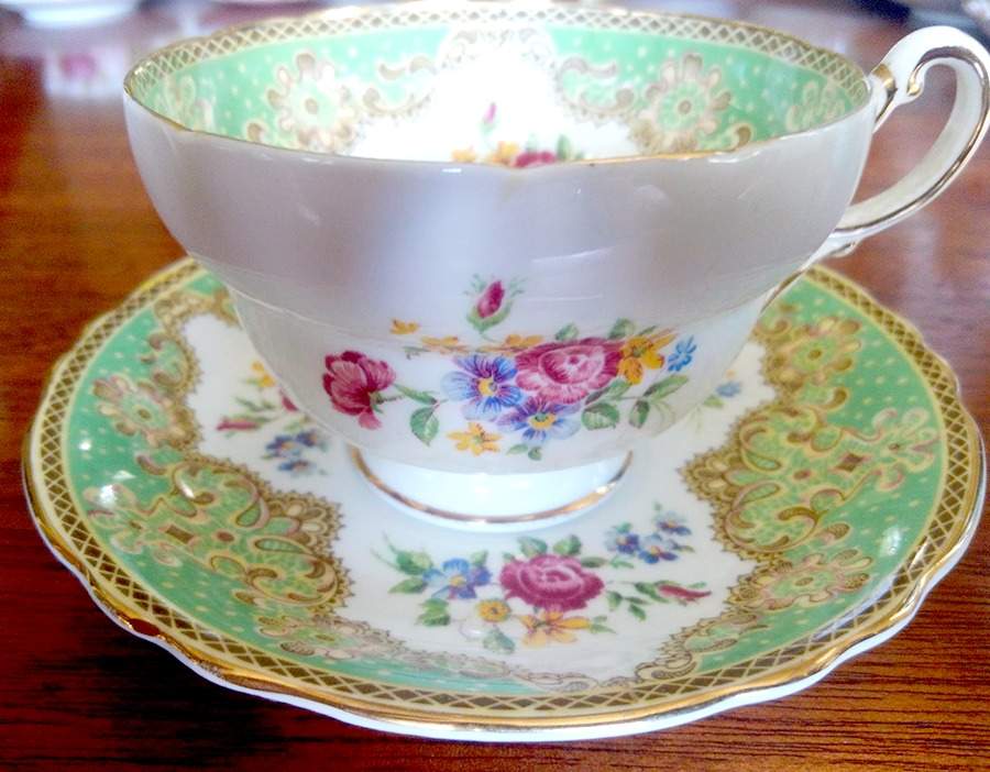 Honiton Green Footed Cup & Saucer Set by Paragon-1