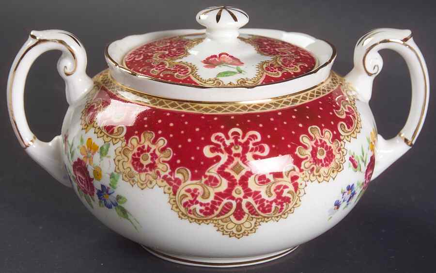 Honiton Red Sugar Bowl & Lid by Paragon-1