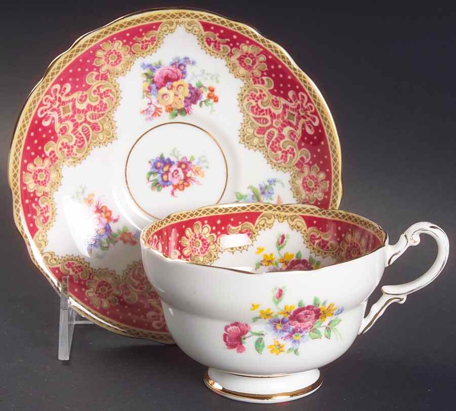 Honiton Red Footed Cup & Saucer Set by Paragon-1