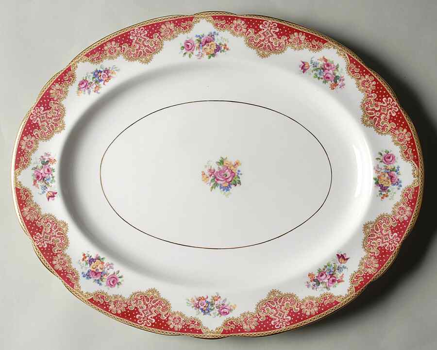 Honiton Red 16" Oval Serving Platter by Paragon-1