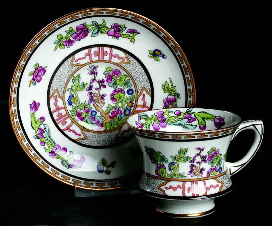 Indian Tree (Smooth, Gold Trim) Footed Cup & Saucer Set by Paragon-1