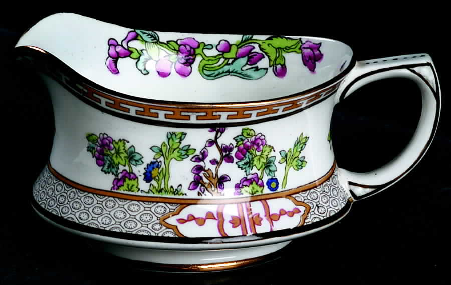 Indian Tree (Smooth, Gold Trim) Gravy Boat by Paragon-1
