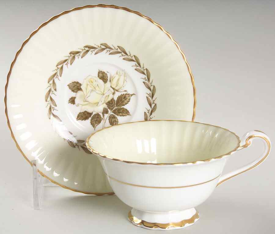 Melanie Rose Cream Footed Cup & Saucer Set by Paragon-1