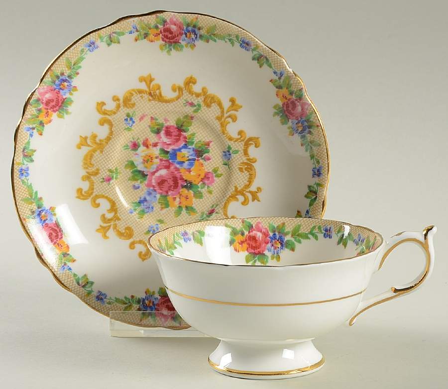 Minuet (White Background) Footed Cup & Saucer Set by Paragon-1