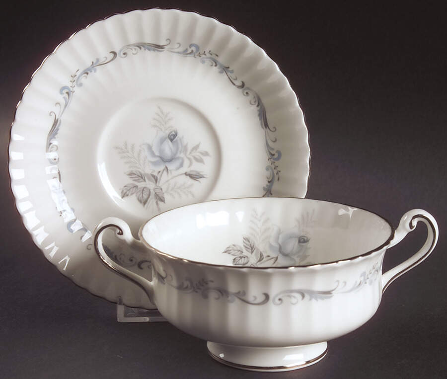 Morning Rose Footed Cream Soup Bowl & Saucer Set by Paragon-1