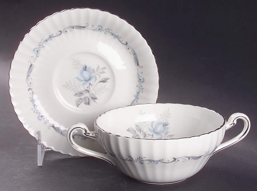 Morning Rose Flat Cream Soup Bowl & Saucer Set by Paragon-1