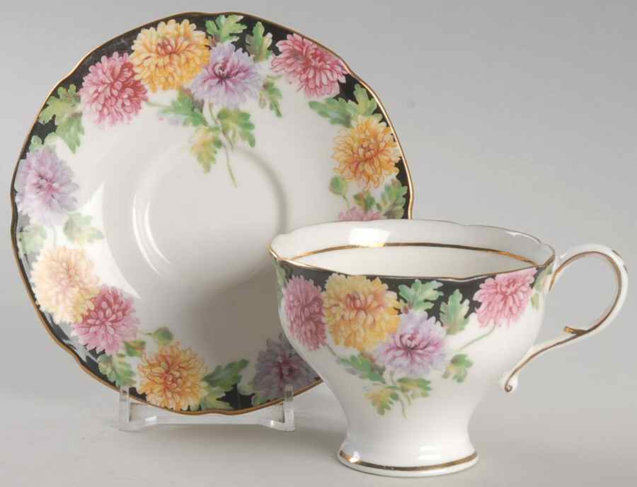 Mums Footed Demitasse Cup & Saucer Set by Paragon-1
