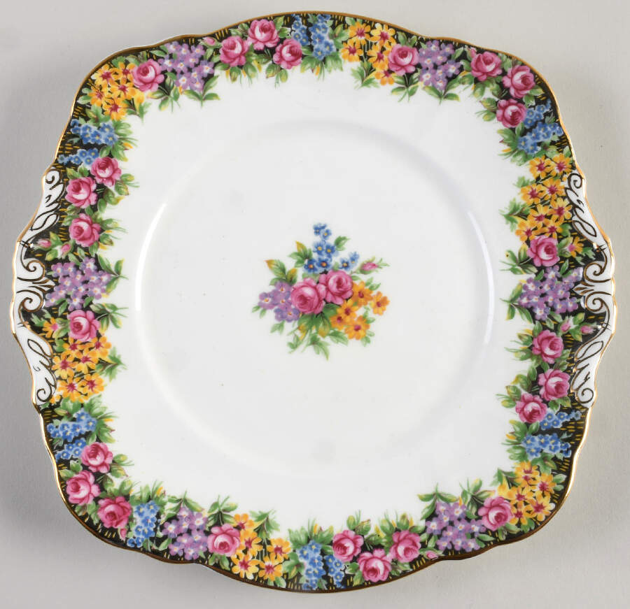 Old English Garden Handled Cake Plate by Paragon-1