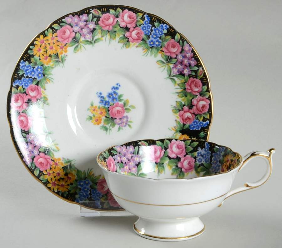 Old English Garden Footed Cup & Saucer Set by Paragon-1