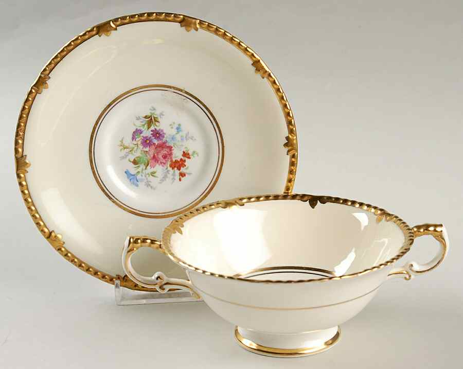 Park Lane Footed Cream Soup Bowl & Saucer Set by Paragon-1