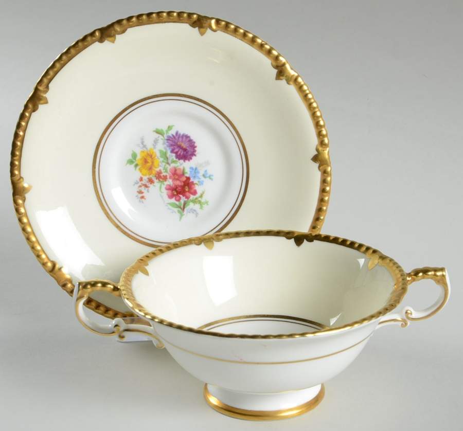 Park Lane Footed Cream Soup Bowl & Saucer Set by Paragon-1