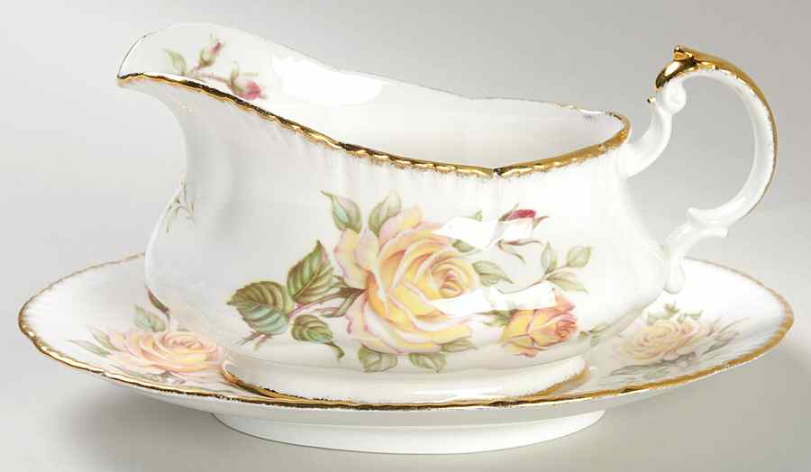 Peace Rose Gravy Boat & Underplate by Paragon-1