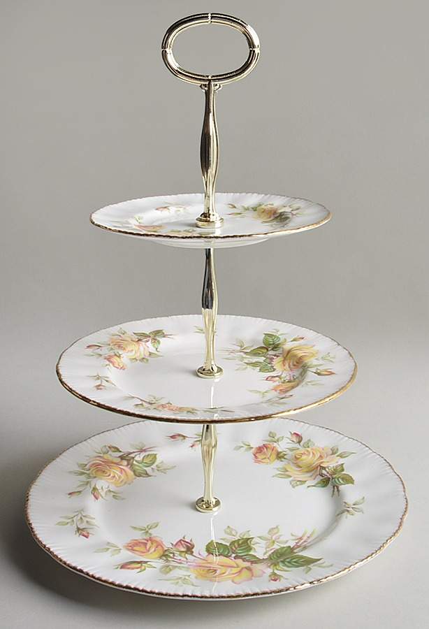Peace Rose 3-Tiered Serving Tray (DP, SP, BB) by Paragon-1