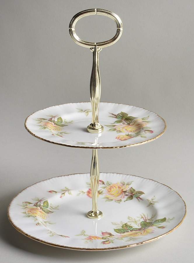 Peace Rose 2 Tiered Serving Tray (Dinner & Salad Plate) by Paragon-1