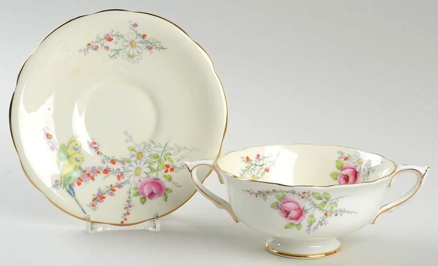 Princess Margaret Rose Footed Cream Soup Bowl & Saucer Set by Paragon-1