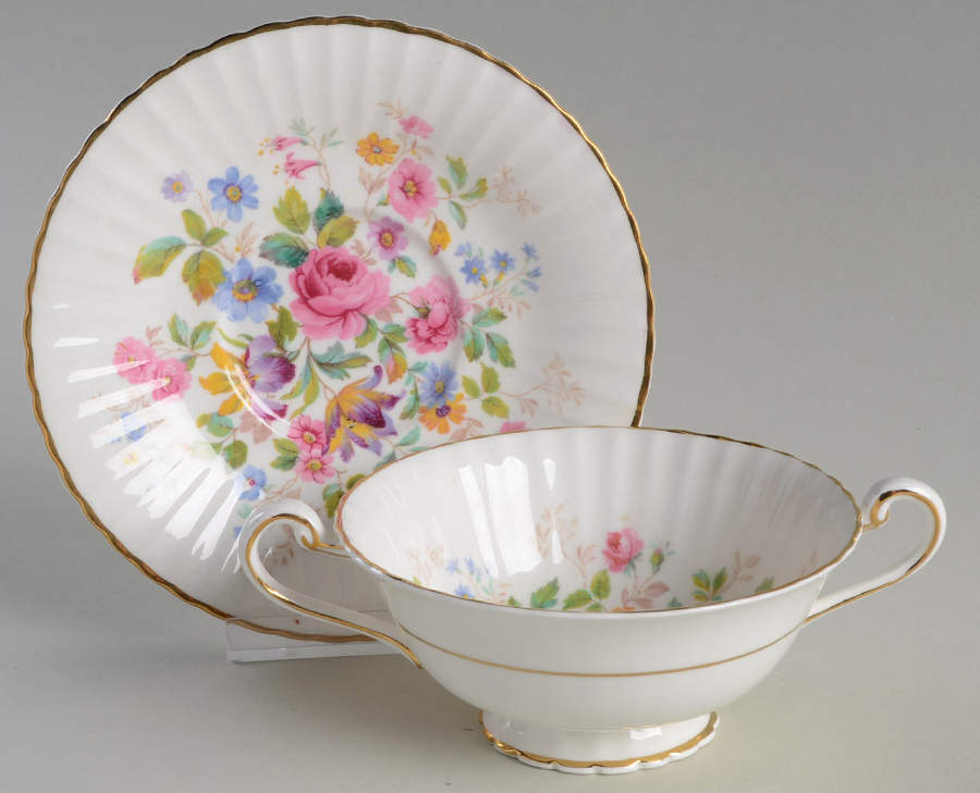 Queen's Garden Footed Cream Soup Bowl & Saucer Set by Paragon-1