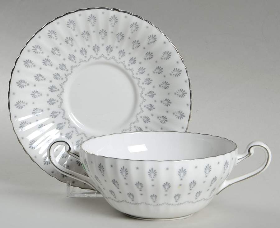 Regency Print Flat Cream Soup Bowl & Saucer Set by Paragon-1