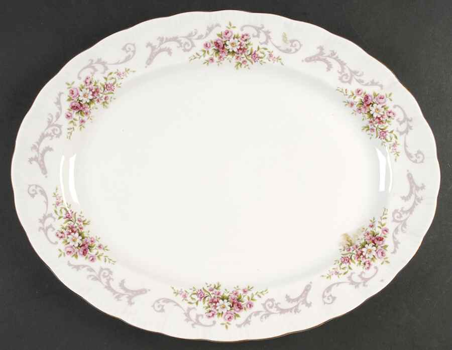 Rose Bouquet Pink 15" Oval Serving Platter by Paragon-1