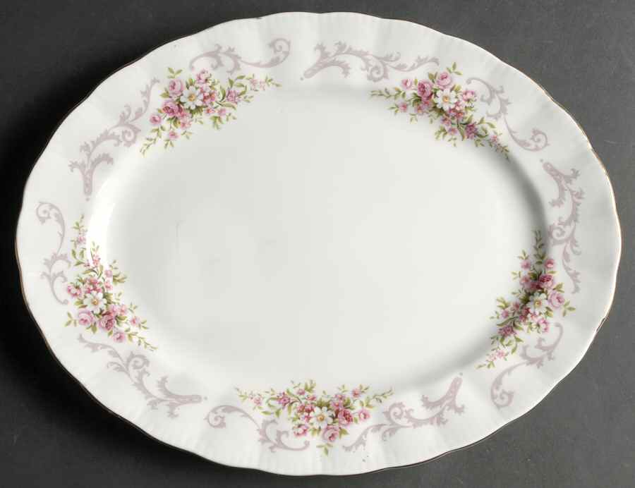 Rose Bouquet Pink 13" Oval Serving Platter by Paragon-1