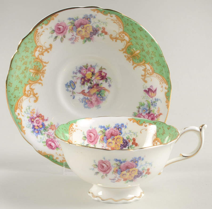 Rockingham Green Footed Cup & Saucer Set by Paragon-1
