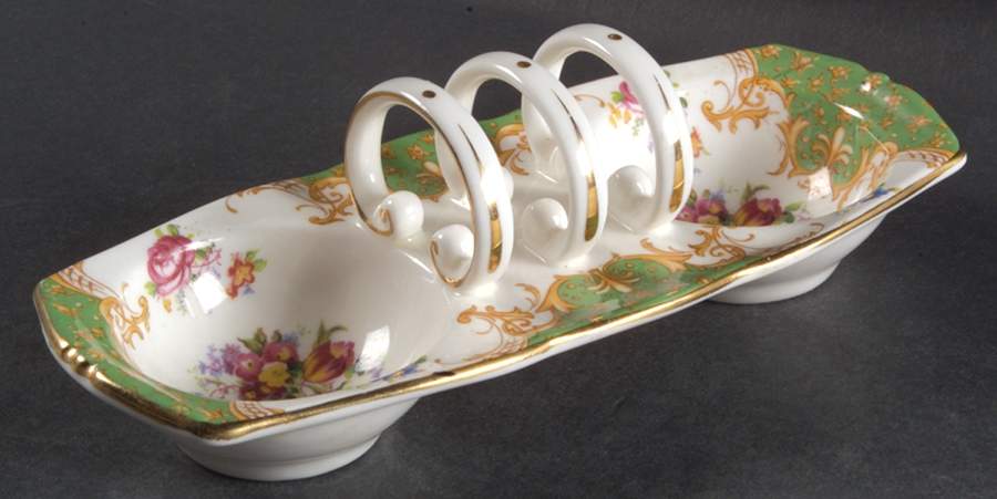 Rockingham Green 2 Slice Toast Server W/2 Jam Sections by Paragon-1
