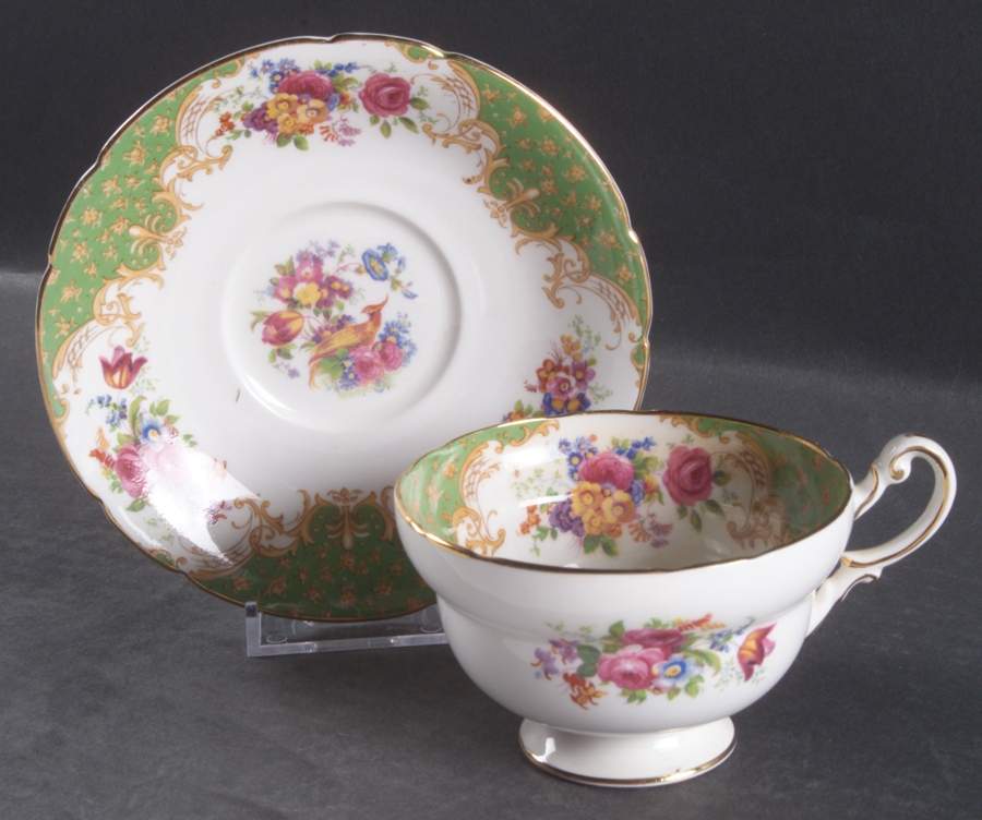 Rockingham Green Footed Cup & Saucer Set by Paragon-1