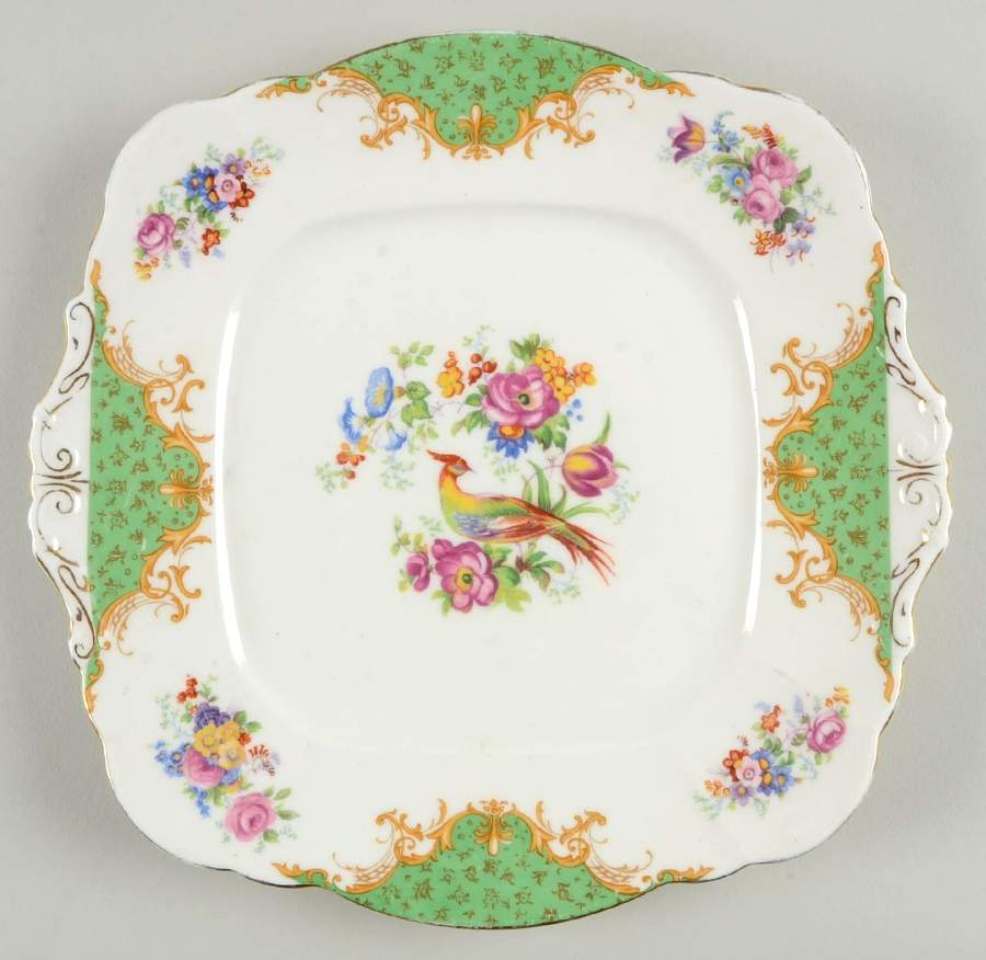 Rockingham Green Square Handled Cake Plate by Paragon-1
