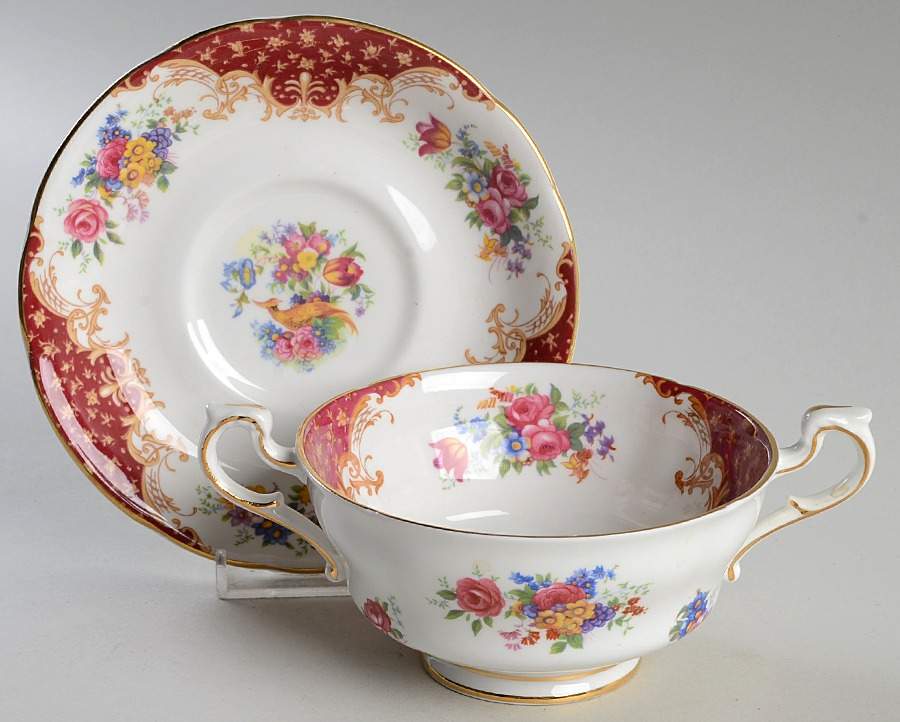Rockingham Red Footed Cream Soup Bowl & Saucer Set by Paragon-1